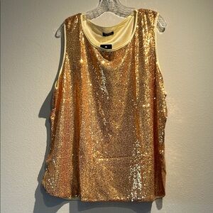 IN'VOLAND Women's Sequin Tank Top Gold 22w
